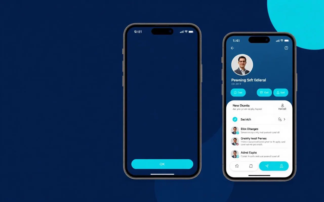 Placeholder screenshot of an app-style customer experience on two mobile devices.