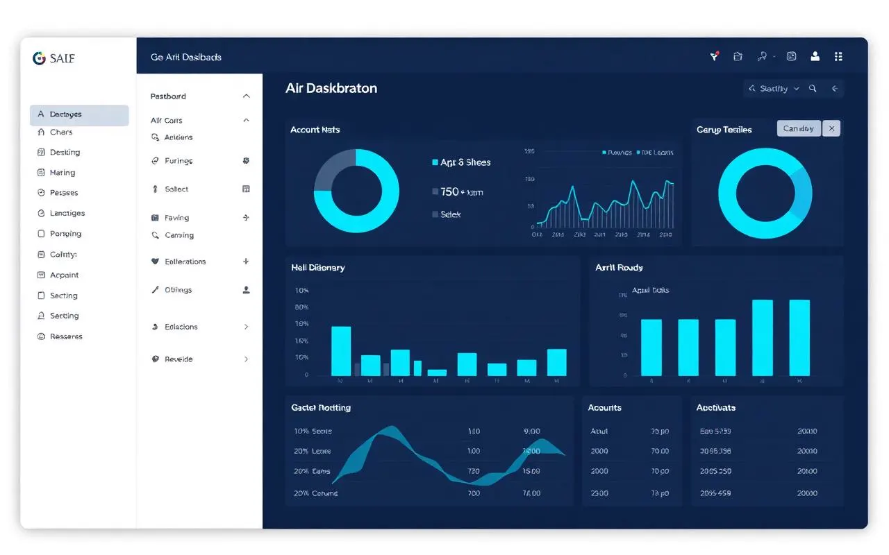 Placeholder screenshot of a SaaS dashboard with charts and an account workflow.